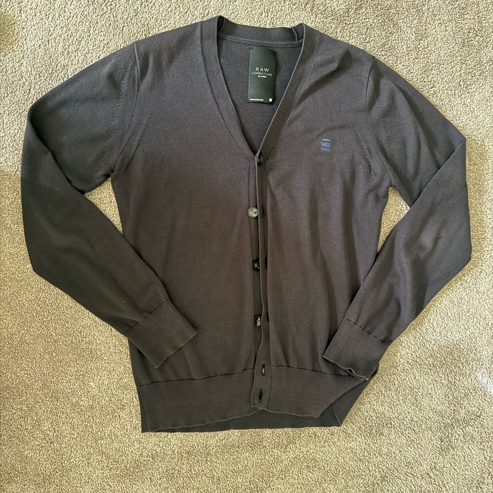 G-Star Men's black/hint of blue Cardigan Sweater